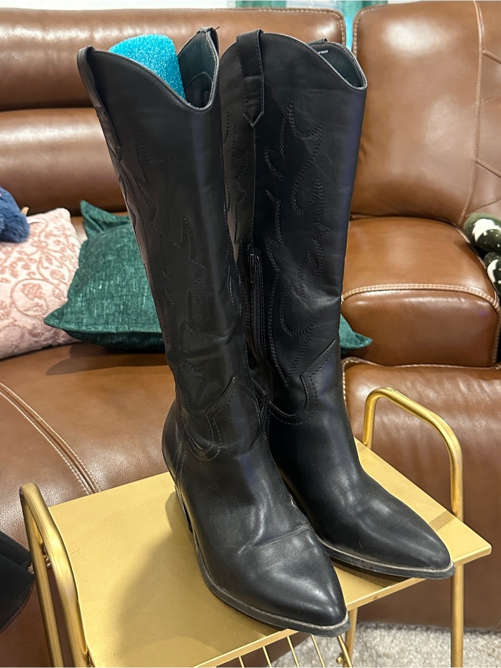 Time and Tru Black Tall Western Boots